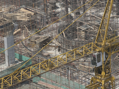 Detail Of Cranes And Workers, Beijing by Ben Mcmillan Pricing Limited Edition Print image