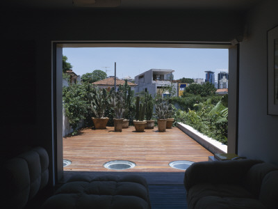 House For Brazilian Film Director, Sao Paolo, Terrace Outside Home Cinema, Architect: Isay Weinfeld by Alan Weintraub Pricing Limited Edition Print image