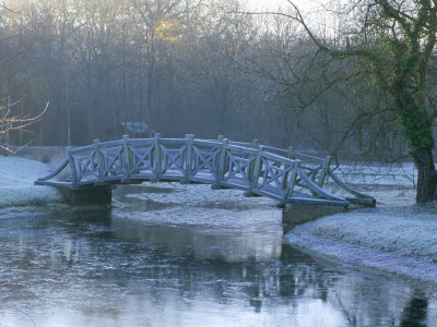 Ornamental Bridge Across A Lake In The Neo-Classical Park Garden, Designer: Quinlan Terry by Clive Nichols Pricing Limited Edition Print image