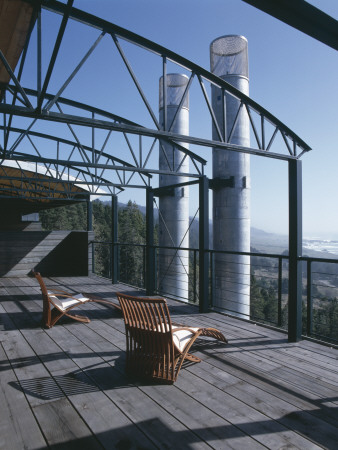 Sonoma House, Stewarts Point, California, 1990 - 1992, Main Terrace, Architect: Joan Hallberg by Alan Weintraub Pricing Limited Edition Print image