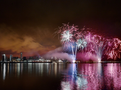 Qe2, Merseyside, Liverpool - Fireworks At Night by Daniel Hopkinson Pricing Limited Edition Print image