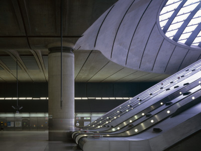 Canary Wharf Station, London Underground, Main Escalators, Architect: Norman Foster by John Edward Linden Pricing Limited Edition Print image