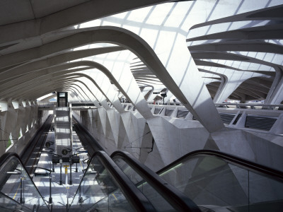 Lyon-Satolas Airport Tgv Station, Lyon, Escalators Off Main Gallery Descending To Platforms by John Edward Linden Pricing Limited Edition Print image