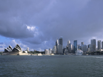 View Of Downtown Sydney With Opera House On The Left by Marcel Malherbe Pricing Limited Edition Print image