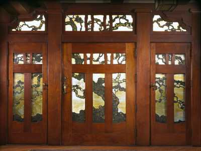 The David B, Gamble House, Pasadena, California, Stained Glass Front Door, 'Tree Of Life' Design by Mark Fiennes Pricing Limited Edition Print image