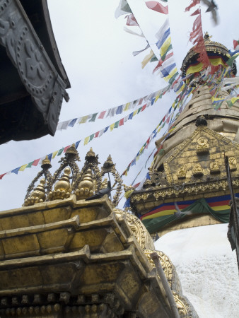 Swayambhunath Or Monkey Temple, Kathmandu, Nepal, Stupa Detail by Natalie Tepper Pricing Limited Edition Print image