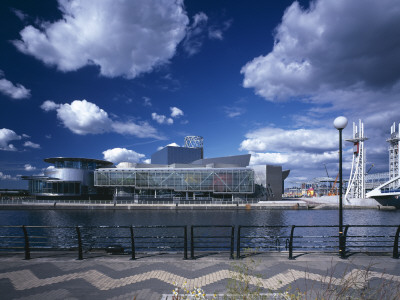 Lowry Arts Centre, Salford, 1992 - 2000, Overall From Quayside With Bridge Tower by Richard Bryant Pricing Limited Edition Print image