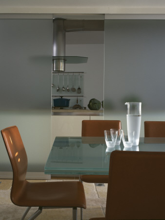 Boffi Kitchen London - Kitchen Dining Room With Glass Table And Doors, D'soto Architects by Richard Bryant Pricing Limited Edition Print image