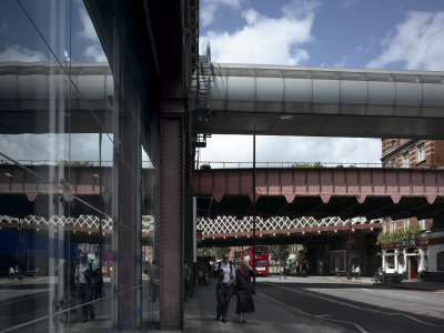 Waterloo Station, Lambeth, London, Railway Bridges And Pub by Richard Bryant Pricing Limited Edition Print image