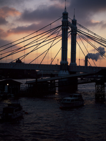 Albert Bridge At Sunset, Chelsea, London, 1873 by Richard Turpin Pricing Limited Edition Print image