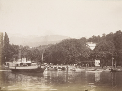 Un Bateau A Vapeur Devant Le Debarcadere D'evian by Alexandre-Gustave Eiffel Pricing Limited Edition Print image