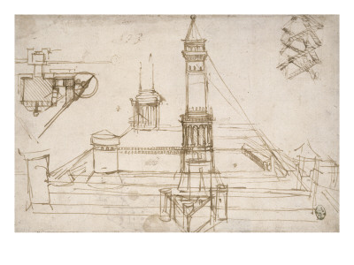 Etude D'architecture Relative Au Castello Sforzesco by Leonard De Vinci Pricing Limited Edition Print image