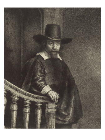 Portrait Du Médecin Ephraïm Bueno Dit Bonus (1599-1665) ; 1647; 2Ème État by Rembrandt Van Rijn Pricing Limited Edition Print image