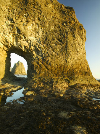 Sea Stack Viewed Thru Hole, Rialto Beach, Olympic National Park, Washington, Usa by Terry Eggers Pricing Limited Edition Print image