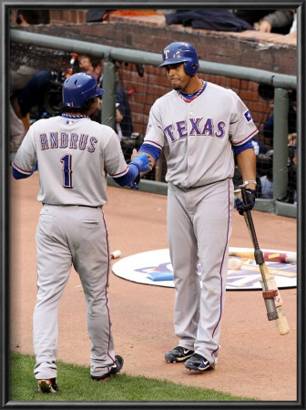 Texas Rangers V San Francisco Giants, Game 1: Elvis Andrus, Nelson Cruz by Christian Petersen Pricing Limited Edition Print image