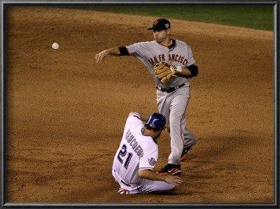 San Francisco Giants V Texas Rangers, Game 3: Freddy Sanchez,Jeff Francoeur by Doug Pensinger Pricing Limited Edition Print image