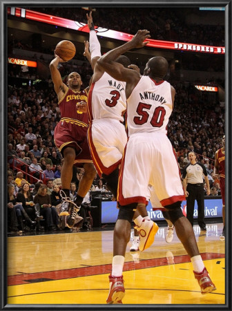 Cleveland Cavaliers  V Miami Heat: Ramon Sessions, Joel Anthony And Dwyane Wade by Mike Ehrmann Pricing Limited Edition Print image