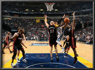 Miami Heat V Memphis Grizzlies: Mike Conley, Zydrunas Ilgauskas And Lebron James by Joe Murphy Pricing Limited Edition Print image