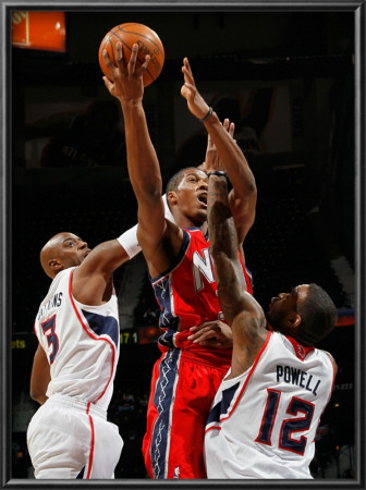 New Jersey Nets V Atlanta Hawks: Damien Wilkins, Derrick Favors And Josh Powell by Kevin Cox Pricing Limited Edition Print image