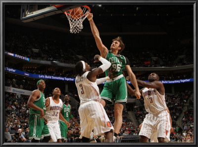 Boston Celtics V Charlotte Bobcats: Semih Erden And Gerald Wallace by Kent Smith Pricing Limited Edition Print image