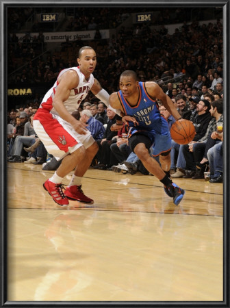 Oklahoma City Thunder V Toronto Raptors: Russell Westbrook And Jerryd Bayless by Ron Turenne Pricing Limited Edition Print image