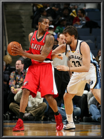 Portland Trail Blazers V Memphis Grizzlies: Lamarcus Aldridge And Marc Gasol by Joe Murphy Pricing Limited Edition Print image