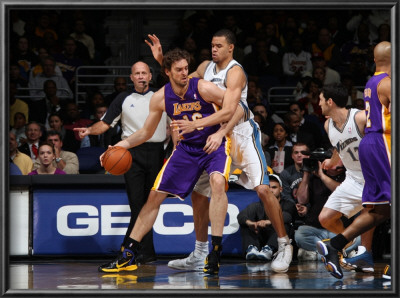 Los Angeles Lakers V Washington Wizards: Pau Gasol And Javale Mcgee by Ned Dishman Pricing Limited Edition Print image