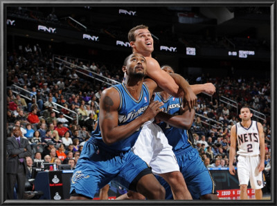 Washington Wizards V New Jersey Nets: Hilton Armstrong And Kris Humphries by David Dow Pricing Limited Edition Print image