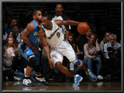Orlando Magic V Washington Wizards: Gilbert Arenas And Jameer Nelson by Ned Dishman Pricing Limited Edition Print image