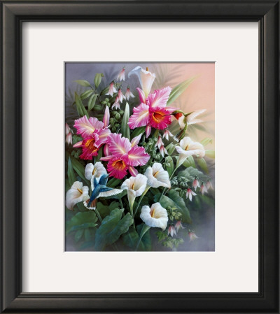 Hummingbirds With Lilies by T. C. Chiu Pricing Limited Edition Print image