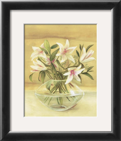 White And Pink Lilies In Vase by Cuca Garcia Pricing Limited Edition Print image