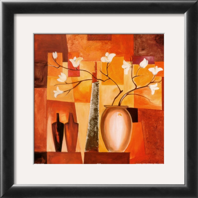 Orange Geometric Floral Ii by Alfred Gockel Pricing Limited Edition Print image