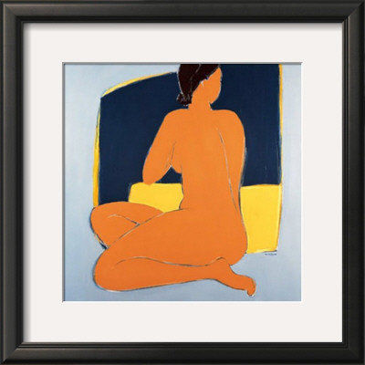 Nu Bleu Sur Fond Jaune by Veronique Laroque Pricing Limited Edition Print image