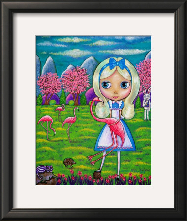 Alice In Wonderland And The Flamingoes by Blonde Blythe Pricing Limited Edition Print image