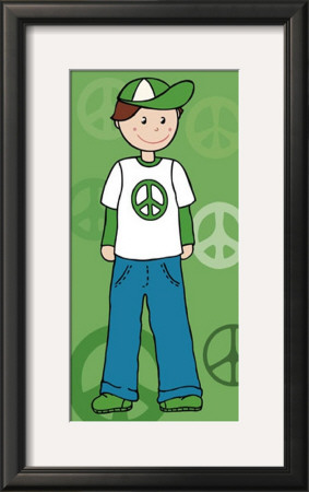 Boy With Peace Sign On Shirt by Clara Almeida Pricing Limited Edition Print image