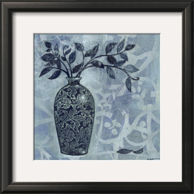 Ornate Vase With Indigo Leaves Ii by Norman Wyatt Jr. Pricing Limited Edition Print image