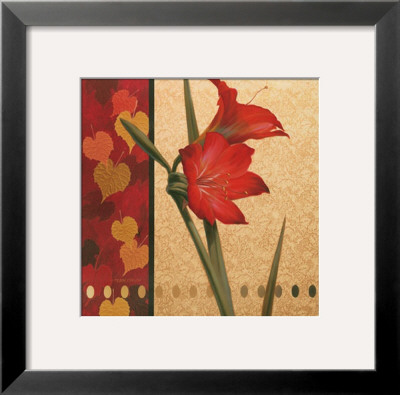 Red Amaryllis With Damasque by T. C. Chiu Pricing Limited Edition Print image