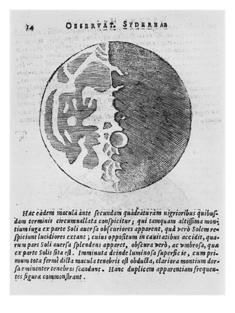 Map Of The Moon, Illustration From 'Sidereus Nuncius' By Galileo Galilei, 1610 by Italian School Pricing Limited Edition Print image