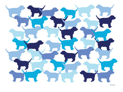 Blue Puppies Pattern by Avalisa Pricing Limited Edition Print image
