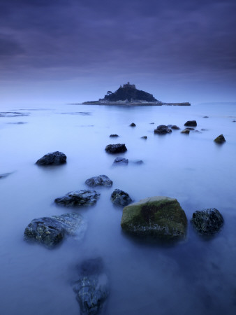 St Michael's Mount At Sunrise, From Marazion Beach, Cornwall, Uk. November 2008 by Ross Hoddinott Pricing Limited Edition Print image