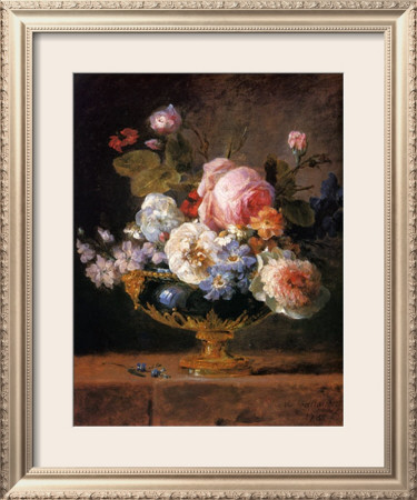 Fleurs Dans Un Vase De Porceleine Bleue, C.1780 by Anne Vallayer-Coster Pricing Limited Edition Print image