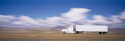 Truck On The Road, Interstate 70, Green River, Utah, Usa by Panoramic Images Pricing Limited Edition Print image