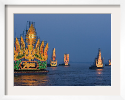 Cambodia's Illuminated Boats Make Their Way Along The Tonle Sap River by Heng Sinith Pricing Limited Edition Print image