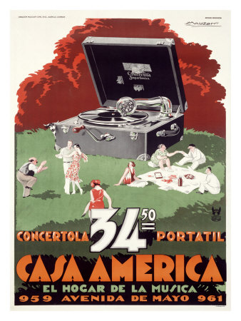 Portable Phonograph, Casa America by Achille Luciano Mauzan Pricing Limited Edition Print image
