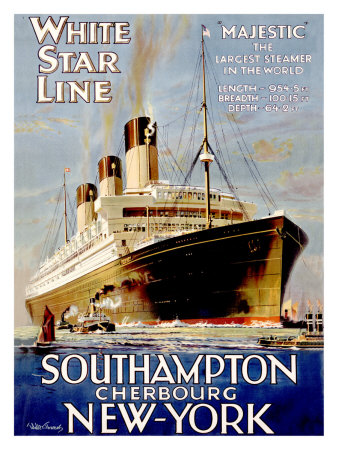 White Star Line, Southampton, Cherbourg, New York by Walter Thomas Pricing Limited Edition Print image