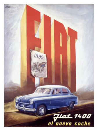 Fiat 1400 by Mario Bazzi Pricing Limited Edition Print image