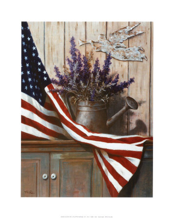Flag With Purple Flowers by T. C. Chiu Pricing Limited Edition Print image