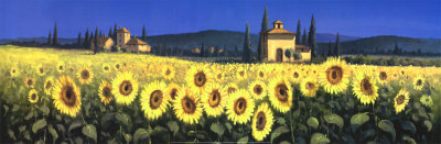Tuscan Panorama, Sunflowers by David Short Pricing Limited Edition Print image