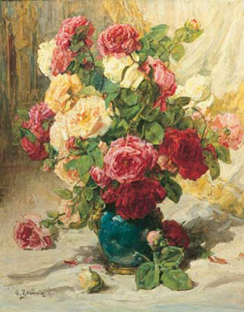 Roses In A Vase by Pierre Georges Jeanniot Pricing Limited Edition Print image