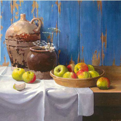 Aged Pots With Apples by Karin Valk Pricing Limited Edition Print image